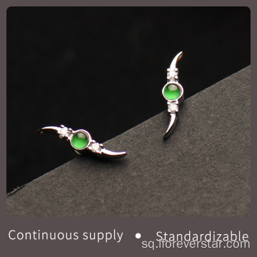 18K vathë me ngjyra të gjelbërta me ngjyrë të bardhë të bardhë jadeite.